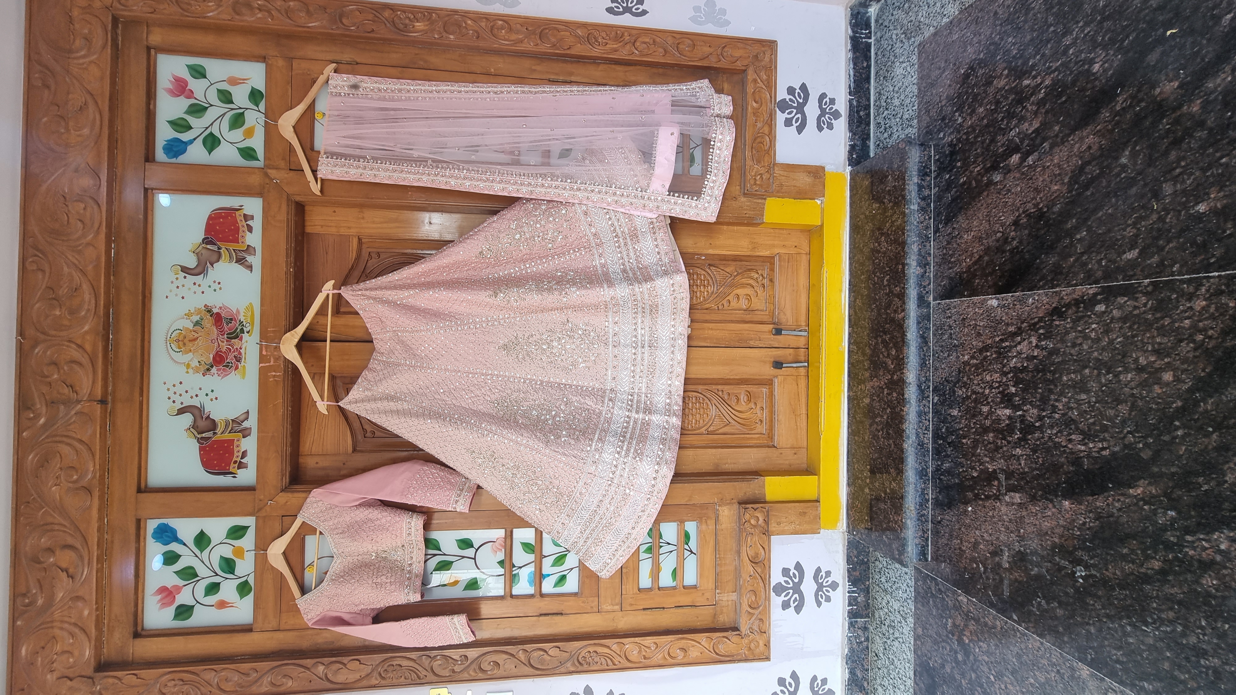 The Meera Mahal – Blush Pink Banarasi Silk Lehenga with Zardozi Borders