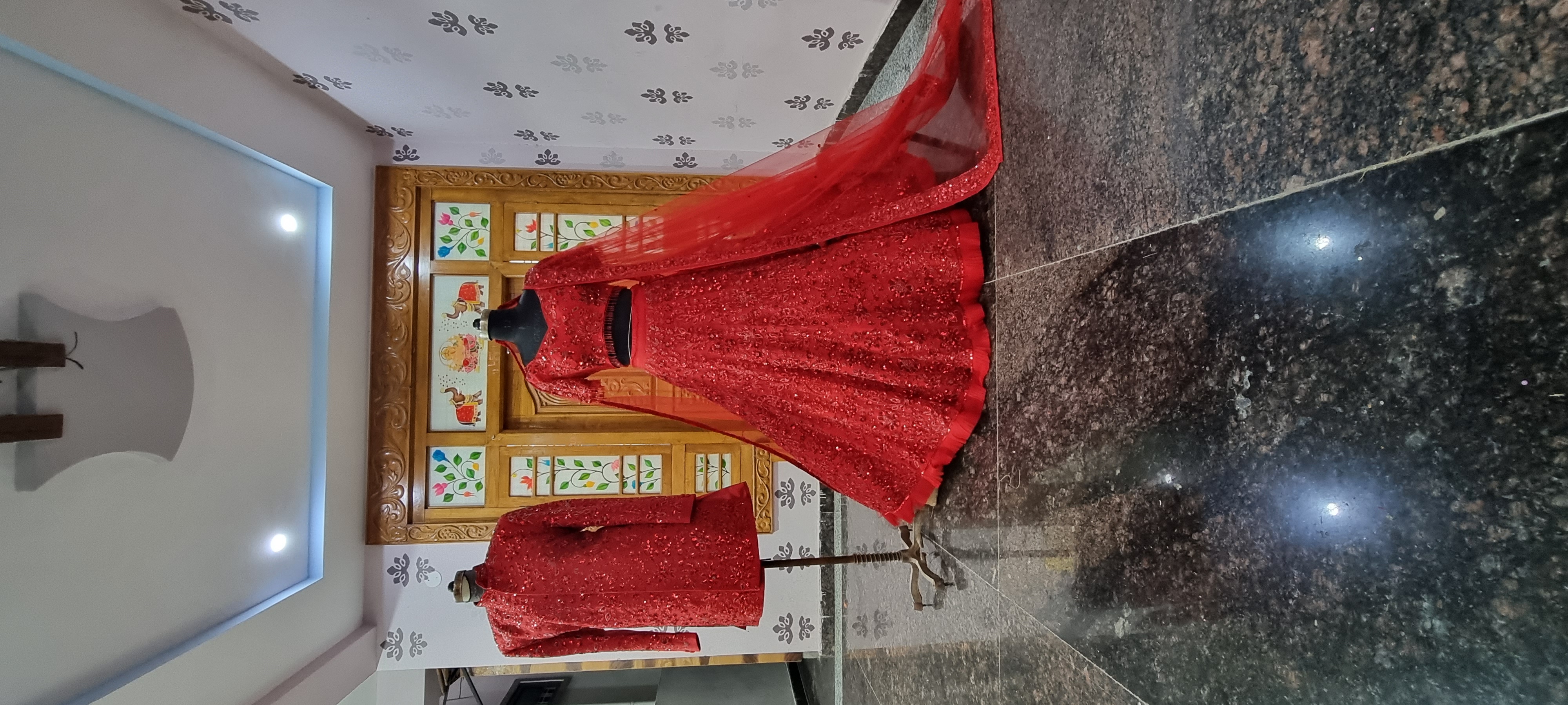 The Crimson Heritage: Royal Zardozi Bridal Lehenga Set